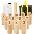 Aivalas Wooden Tossing Game Set, 12PCS Numbered Block Toss Games with Scoreboard & Carrying Case, Outdoor Lawn Backyard Beach Game, Gift for Toss Party Group