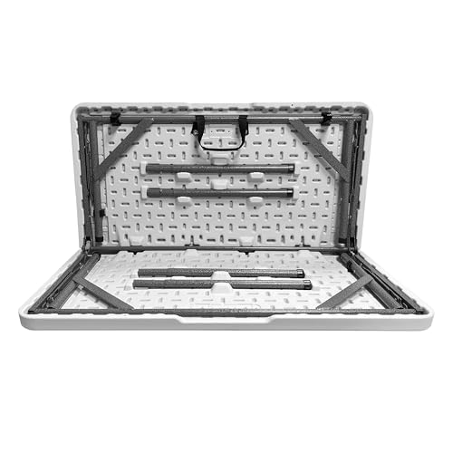 34” Square Folding Table, Small Folding Table with Easy-Carry Handle, White