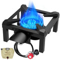 BESTFIRE Propane Burner, 100,000 BTUs High Pressure Single Propane Stove - Heat Shield and Guard, 4.1ft Adjustable Hose with Regulator, Gas Stove for Outdoor Cooking, Turkey Fry, Seafood Boil - color: 10'' single burner