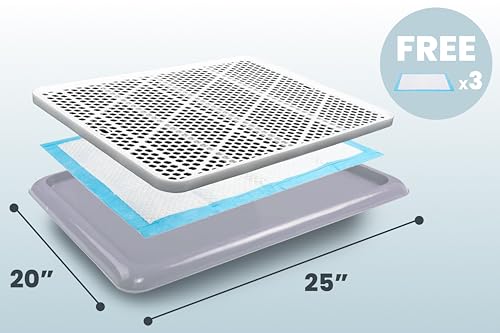Pet Awesome Dog Potty Tray/Puppy Pee Pad Holder 25”x20” Indoor Wee Training for Small and Medium Dogs - color: Grey
