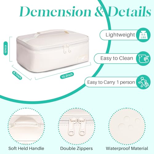 NOL Natural Organic Lifestyle Insulated Lunch Bag for Adults – Compact Cooler Lunch Box with Food-Grade Lining, Waterproof Lunch Bag for Work, Travel | Portable Thermal Meal Tote with Handle, Cream - color: Cream, size: Small (4.5 Liters)