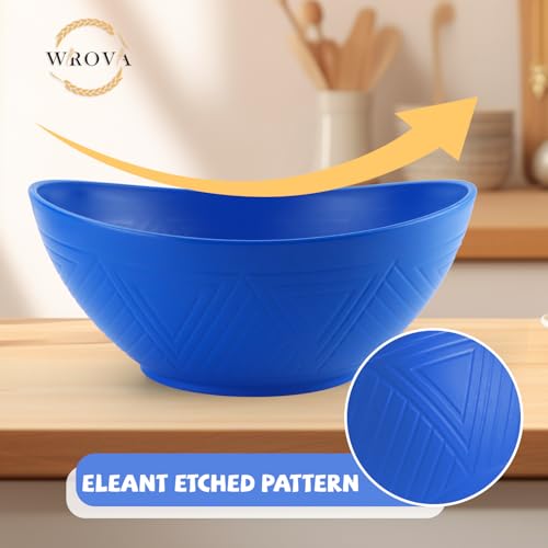 Wrova Large Wheat Straw Bowls,Big Salad Bowls set of 2,Unbreakable Serving Bowls Microwave & Dishwasher Safe, Alternative for Plastic Bowl Sets for Kitchen.Blue - color: Blue, size: 2 Pack