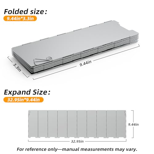 RioRand Folding Ultralight Camping Stove Windscreen Portable Backpacking Stove Windshield, Backpack Windscreen for Butane/Backpacking Stoves Camp Windshield for Outdoor Camping Hiking BBQ (10 Plates) - size: 10 Plates