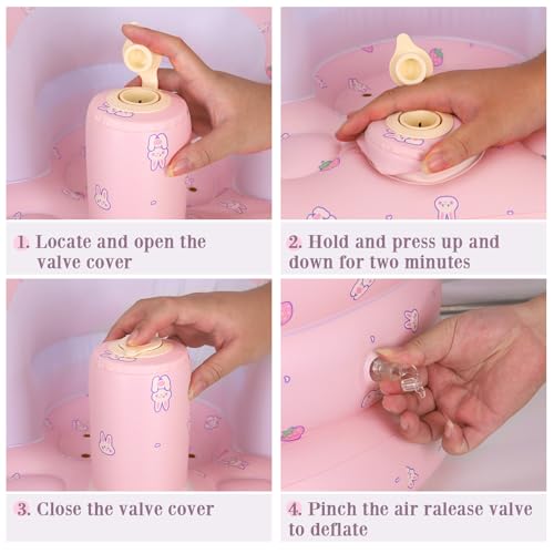 Inflatable Baby Chair, Inflatable Baby Seat for Babies 3 Months and Up, Summer Blow Up Chair with Built in Air Pump, Infant Floor Seats for Learning to Sit, Palying, Camping, Strawberry - color: Strawberry