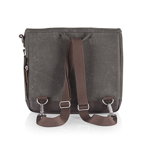 LEGACY - a Picnic Time Brand Adventure Wine Tote Bag with Wine Glasses and Mini Table, Khaki Green/Brown - color: (Khaki Green With Brown Accents)