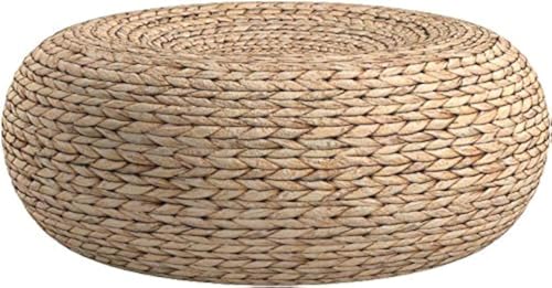 Straw Flat Seat Cushion, Handmade Floor Pouf Mat, Ottoman Footstool for Meditation, Zen, Yoga Practice or Buddha (15.7" Dia. x 6.3" H) - size: 15.7" Dia. x 6.3" H