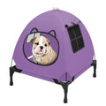 Pozico Elevated Pet Bed with Breathable Mesh for Small Cat and Dog, Raised Cooling Pet Cot for Puppy and Kitty, 18.9x18.9 inch (Purple Bed with Canopy) - color: Purple Bed with Canopy