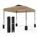 10x10 Pop Up Canopy, Easy Up Canopy Tent, Heavy Duty Tents for Parties, One Person Set Up Event Tent, Khaki - color: Khaki, size: 10x10