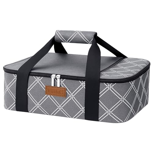 Casserole Carrier Bag, Single Insulated Food Bag, Hot Cold Lasagna Holder Tote for Picnic, Potluck or Travel, Lightweight Picnic Bag - color: Gery-01