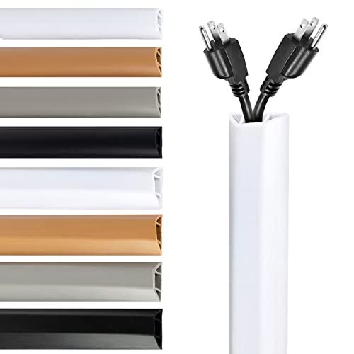 Rubber Bond TV Cord Hider Cable Protector - Strong Self Adhesive Wall Cord Cover Cable Hider - Low Profile Cable Management Wall Cord Concealer Cable Raceway - color: White - Two Thick Cords, size: 8 Feet