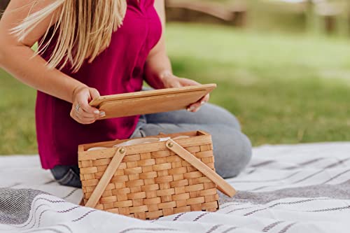 Picnic TIME Poppy Personal Picnic Basket - Insulated Lunch Bag - Retro Lunch Box, (Beige)