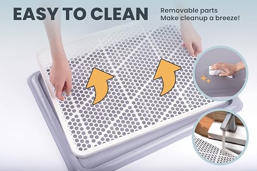 Pet Awesome Dog Potty Tray/Puppy Pee Pad Holder 25”x20” Indoor Wee Training for Small and Medium Dogs - color: Grey