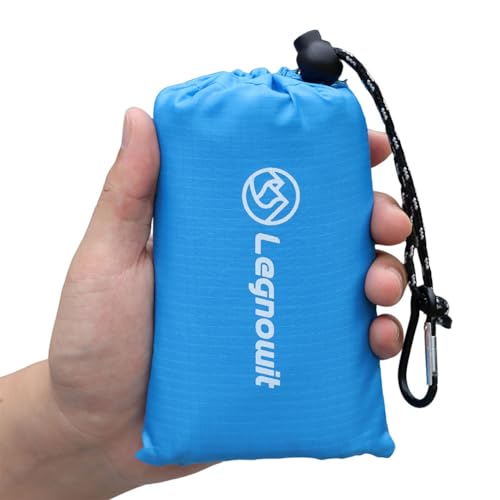 Outdoor Pocket Blanket, 55"x39" Waterproof Foldable Compact Small Pincic Blanket, Ultralight Tarp for Camping, Festival, Beach, Hiking, Backpacking, Travel and More, Stakes Included - color: Sky Blue, size: 55"*39"