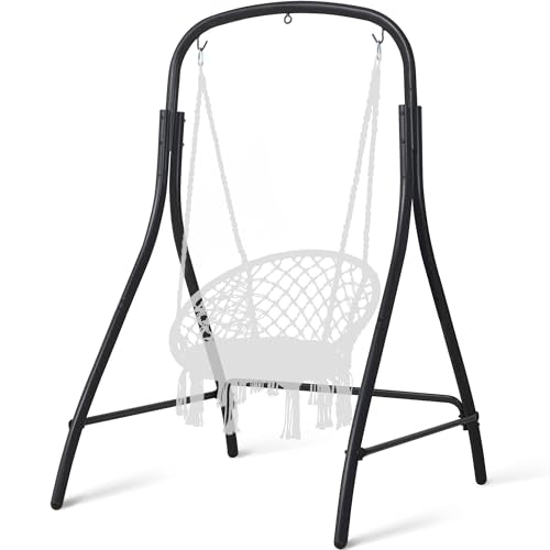 SUNCREAT Hammock Chair Stand, Heavy-Duty Steel Hammock Stand, 400 lbs Capacity, Adjustable Height, Dual-use Swing Stand for Outdoor Indoor, Hammock Chair not Included, Black - color: Black