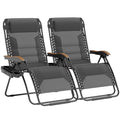 PHI VILLA XXL Oversized Padded Zero Gravity Chair Set of 2, Foldable Patio Recliner, 30" Wide Seat Anti Gravity Lounger with Armrest and Cup Holder, Support 400 LBS (Light Gray) - color: Light Gray, style: 2 Pcs