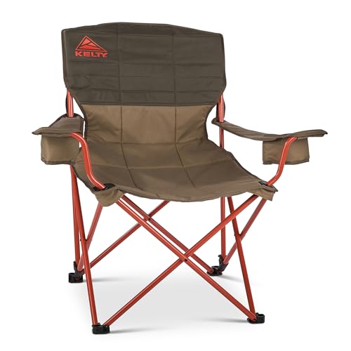 Kelty Deluxe Lounge Chair – Folding Outdoor Camp Chair, Insulated Cupholders, Customized Recline, Steel Frame, Padded Roll Storage, 2024 (Deep Lake) - color: Bungee Cord / Beluga