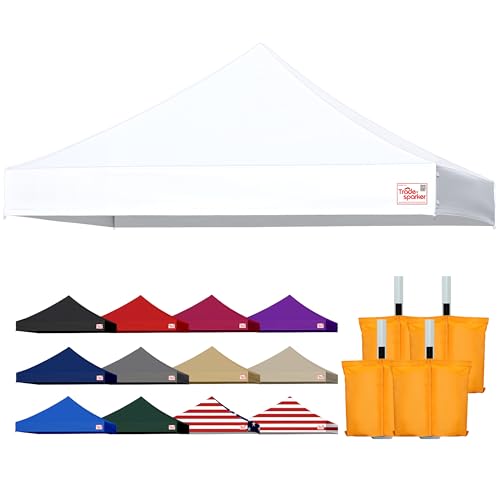 Tradesparker 10x10 Commercial Pop Up Canopy Replacement Top-Windproof D-Rings+Banner Grommets+Loop Pile Wall System,Ez Canopy Cover ONLY-Frame/Side Walls NOT Included(White) - color: White, size: 10x10
