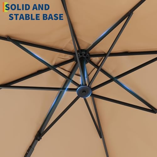 9ft Outdoor Patio Umbrella Heavy Duty 8 Ribs, Waterproof UV Protection Sun Shade with Crank Lift & Push Button Tilt, Outdoor Umbrella for Deck, Pool, Garden, Backyard, Lawn - color: Brown&Square, size: 10FT Roman