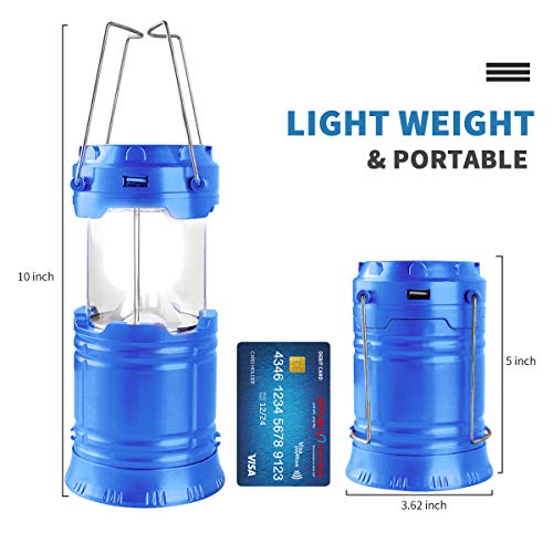 Censinda LED Camping Lantern, Solar and Rechargeable Lantern Flashlight Collapsible and Portable Light for Daily/Camp/Hiking/Night Fishing/Emergency/Hurricanes/Storm(Blue, 1 Pack) - style: Blue