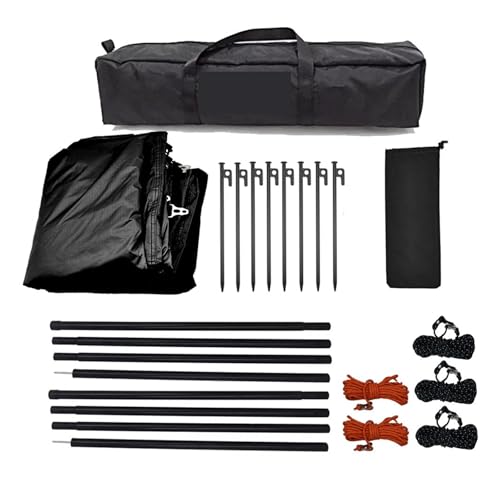 Large Camping Waterproof Tarp Oxford Outdoor Canopy Sun Shelter Tent Tourist Awning Shade(BK with 2.4m Pole)