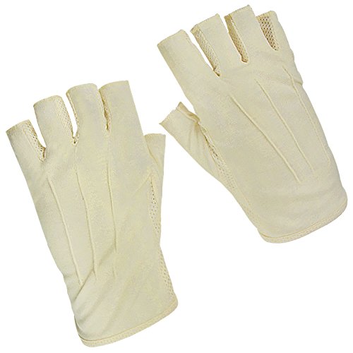 Lightweight Summer Fingerless Gloves Men Women UV Sun Protection Driving Cotton Gloves Nonslip Touchscreen Mittens - color: Beige