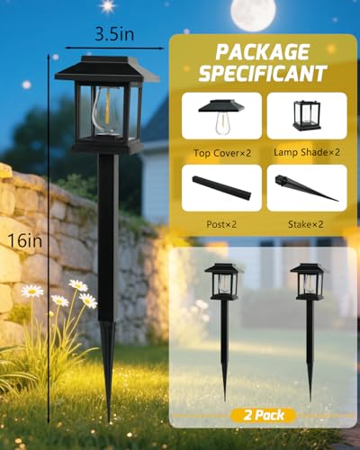 Albelt Solar Pathyway Lights Outdoor, 2 Pack Waterproof Solar Garden Lights with Auto On/Off, Landscape Lighting for Garden, Yard, Pathway, Patio, Driveway Decor - size: 2 Pack