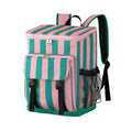 DYSHAYEN Cooler Backpack,Lightweight Backpack Cooler Insulated Leak Proof,30 Cans Soft Cooler Bag for Beach,Camping,Beach,Picnic,Lunch - color: Green and Pink Stripe