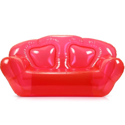Kigley Inflatable Chair Blow Up Couches Transparent Inflatable Sofa Seat Yard Patio Portable Air Couch Furniture for Outdoor Indoor Camping Beach Room (Double Seat,Red) - color: Red