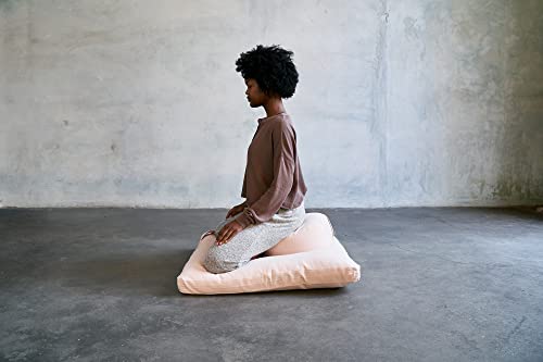 Organic Round Meditation Cushion by renoo - Durable Comfortable Cotton, Linen, Hemp - Modern Zafu - Buckwheat Floor Pillow Yoga Bolster in 15 Colors Removable Cover - 15 inches - Dawn - color: Dawn