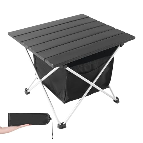 Grope Portable Camping Table Ultralight Aluminum Camp Table with Storage Bag,Beach Table for Sand with Carrying Bag,Prefect for Outdoor,Picnic,BBQ,Cooking,Festival (Black with Storage Bag-S) - color: Black With Storage Bag, size: Small
