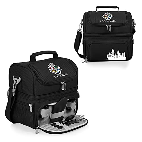 PICNIC TIME Harry Potter Hogwarts Pranzo Lunch Bag, Insulated Lunch Box with Utensil Set, Lunch Cooler Bag, (Black) - color: Harry Potter Hogwarts - Black