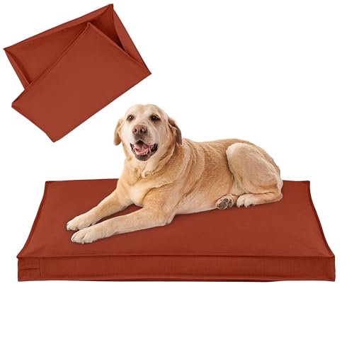 Dog Bed Covers Replacement Washable, Waterproof Dog Bed Cover with Zipper, 44Lx32Wx3H inch Durable Oxford Pet Bed Cover for Outdoor/Indoor Use, Cover Only, Tangerine - color: Tangerine, size: 44*32*3 inch