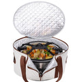 BAGSPRITE Slow Cooker Carrying Case Compatible with 6-8 Quart Crockpot Carrier for Hot Food and Hamlton Beach Slow Cooker Tote with Lid Fastener for Crock-pot Dust Cover Applicances - color: Ivory