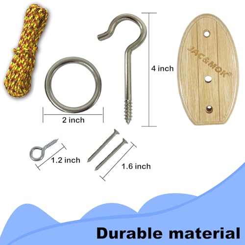 Hook and Ring Toss Game Swing Game DIY Kit -Stainless Steel Ring, Polyester Rope and Hardware - style: short board - yellow 1