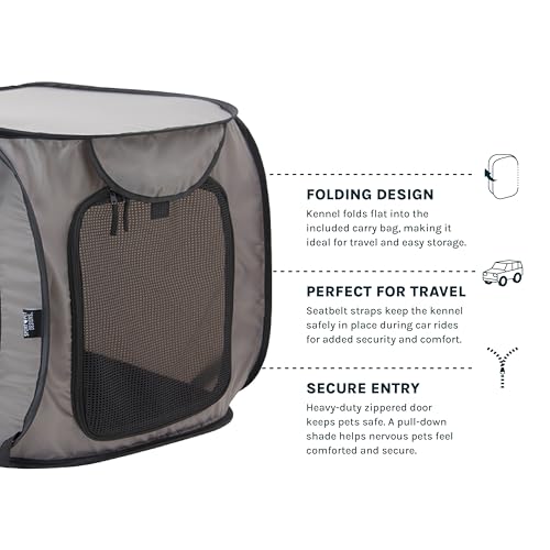 SportPet Designs Large Pop Open Kennel, Portable Cat Cage Kennel, Waterproof Pet bed, Carrier Collection - color: Tan