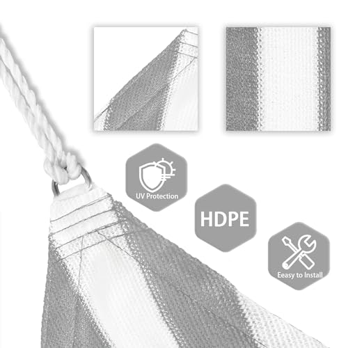 Patio Paradise 2' x 2' x 2' Sun Shade Sail Triangle Canopy Shade Cloth Fabric Sunlight Block Patio Pergola Cover HDPE Deck Awning for Outdoor Backyard Roof Shading, Gray White Strip - color: Gray White Strip, size: 2' x 2' x 2'