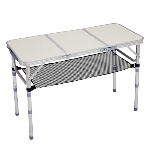 Camping Table, Adjustable Height Folding Table, Portable Aluminum Small Folding Table with Carry Handle for Picnic, BBQ, Indoor, Office (White, 3 FT) - color: White, size: 3 FT