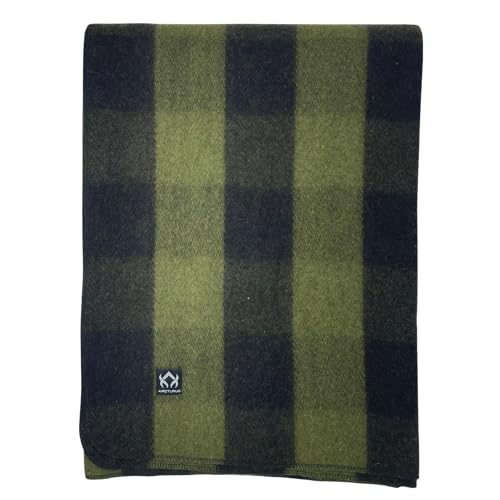 Arcturus Military Wool Blanket - Warm, Thick, Washable - Great for Outdoors, Camping, Stadium Blanket, Picnics, Travel - Car & Bushcraft Survival Kits - color: Green Buffalo