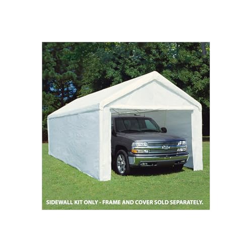 King Canopy 12ft x 20ft Canopy Enclosure Sidewall Kit w/Flaps, 2 Solid Sides, 2 Zippered Ends, 50 Ball Bungees, 180 GSM polyethylene, Fits 12ft 3in x 20ft Frames, Frame and Cover not Included, White