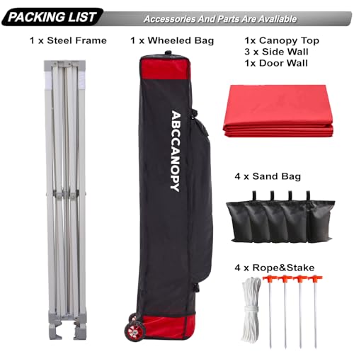 ABCCANOPY Easy Pop Up Canopy Tent with Sidewalls 8X12 Commercial -Series, Red - color: red, size: 8X12