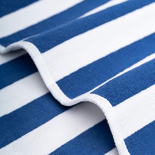 American Soft Linen Cabana Striped Beach Towels, 30x60 inch 4 Piece Oversize Pool Towels, Quick Drying Sand Free Swim Towels, Navy Blue - color: Navy Blue