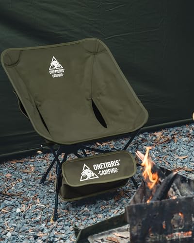 ONETIGRIS Tigerblade Camping Chair, Lightweight Folding Backpacking Hiking Chair, Compact Portable 330 lbs Capacity - color: Ranger Green