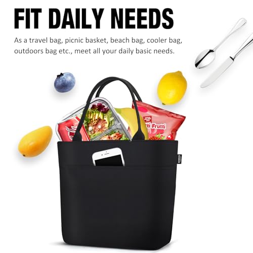 Aosbos Lunch Tote Bag, Insulated Lunch Box for Women, Leakproof Lunch Cooler Purse for Work, Black - color: A. Black