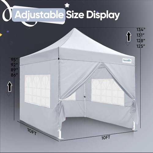Quictent 10x10 Heavy Duty Pop Up Canopy Tent with Sidewalls, Hexagonal Legs- Commercial Instant Shelter with 3-Year Frame Warranty, 800D Waterproof Oxford Fabric for Weddings, Events, Outdoor Markets - color: White, size: 10x10ft