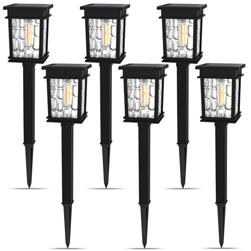 XMCOSY+ Solar Pathway Lights Outdoor, Adjustable Warm & Cool White, 50 Lumens Bright Garden Lights, 6 Pack IP65 Waterproof Landscape Lighting, Outside Lights for Front Yard Lawn Walkway Driveway Patio - size: 6 Pack