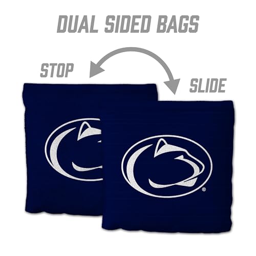 YouTheFan Officially-Licensed NCAA Set of 8 Cornhole Bags - All Weather Dual Sided Slide & Stop - Regulation Size with Carry case - color: Penn State Nittany Lions