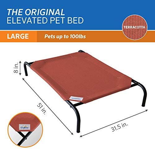 Coolaroo Original Elevated Dog Bed - Breathable Off-The-Ground Pet Bed with Cooling Fabric, Joint Relief & Moisture-Resistant Fabric, 100% Recyclable, Easy Clean, Terracotta, Large - color: Terracotta, style: Large Dog Bed