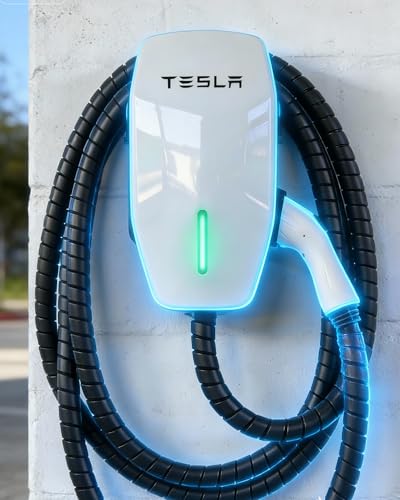 EV Charger Cable Protector 26FT, 7/8 inch Car Charging Cable Flexible Wire Covers Cord Protectors- Durable and Anti-Wear, Prevents Pet Chewing, Door Crush, and Concrete Scratches