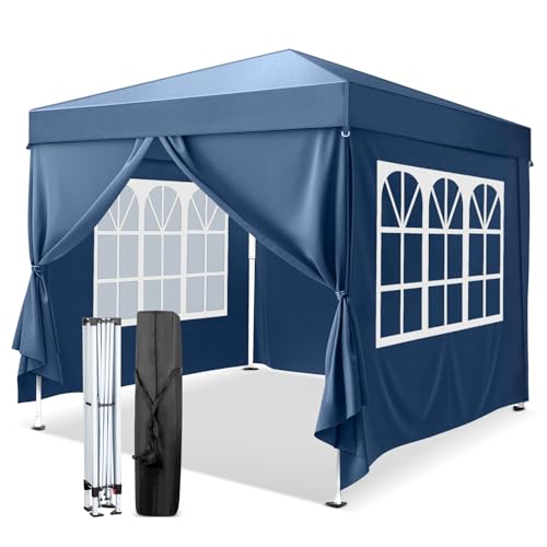 VINGLI 10x10 Pop Up Canopy Tent with Sidewalls, Outdoor Gazebo Canopy Tent, Patio Event Tents Outdoor Event Shelter for Parties (Blue) - color: Blue, size: 10x10