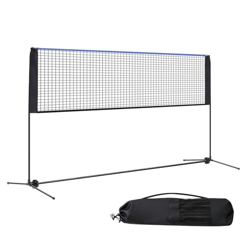 Portable Badminton Net Set, 10FT/14FT/17FT Wide, Adjustable Height Multi Sport Net for Pickleball, Tennis, Volleyball, Soccer Tennis, Indoor Outdoor with Carry Bag, Easy Setup for Backyard - color: Blue, size: 204"